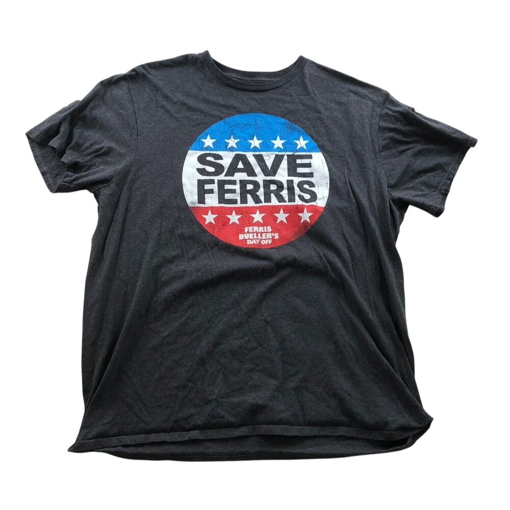 Ferris Buellers Day Off Mens T-hirt Size XL Save Ferris Graphic Tee Gray Casual